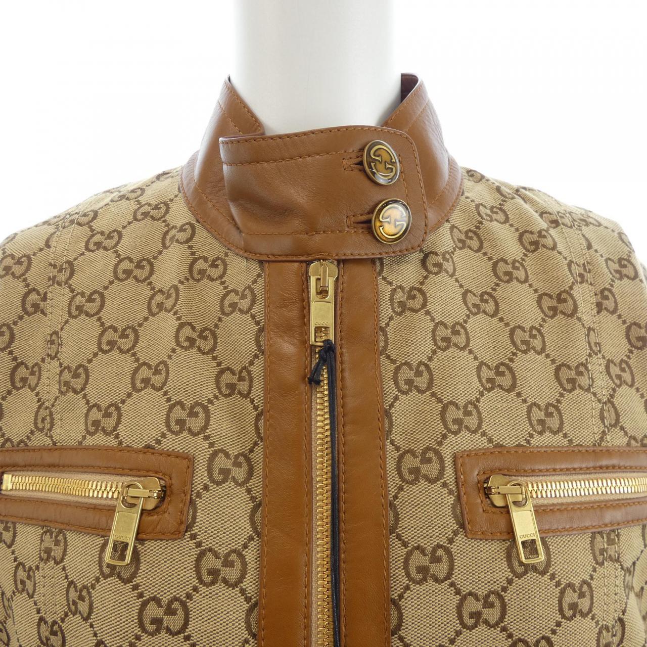 グッチ GUCCI レザー トリム GGキャンバス 681034 Z8AV6 ジャケット