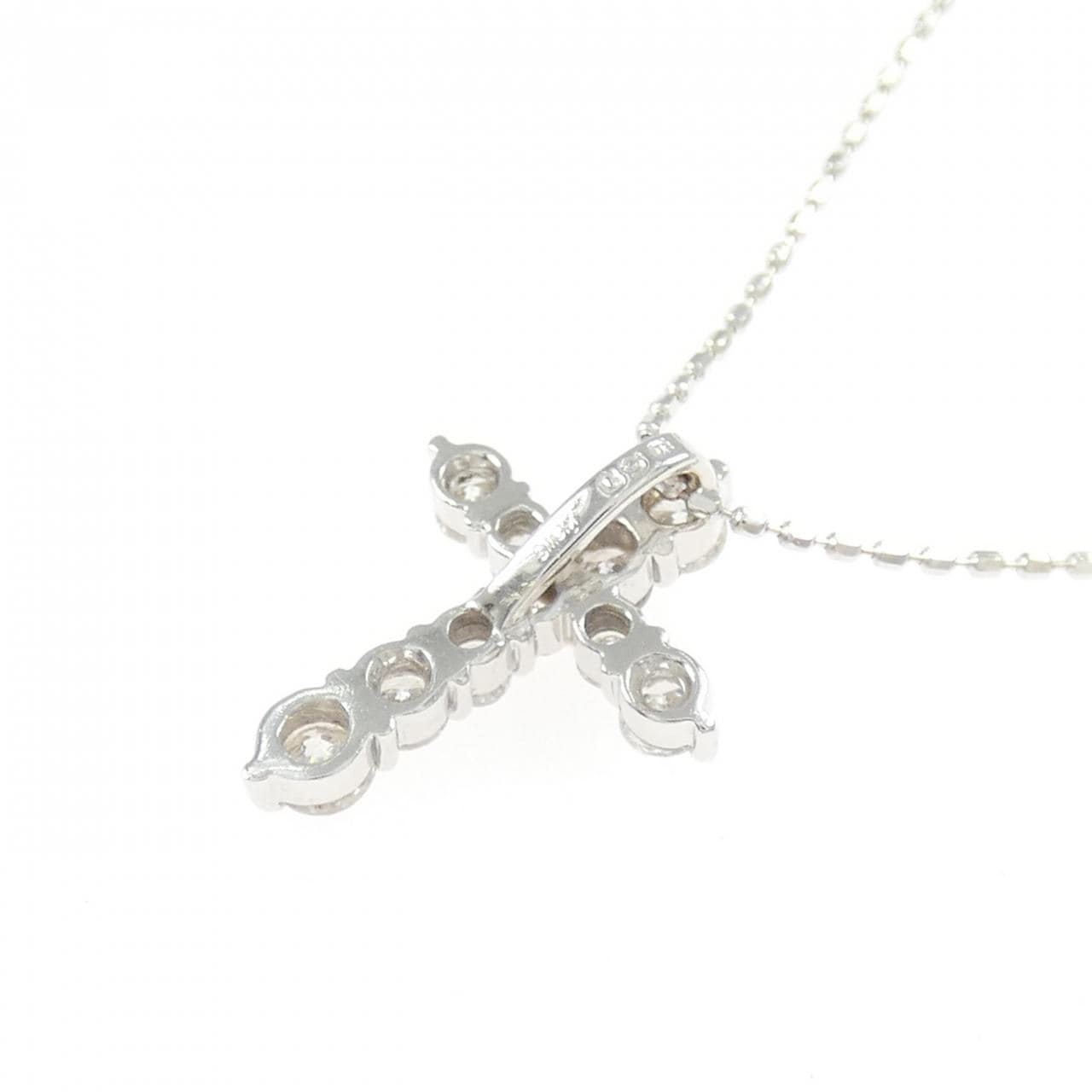 K18WG クロス ダイヤモンド ネックレス 0.50CT