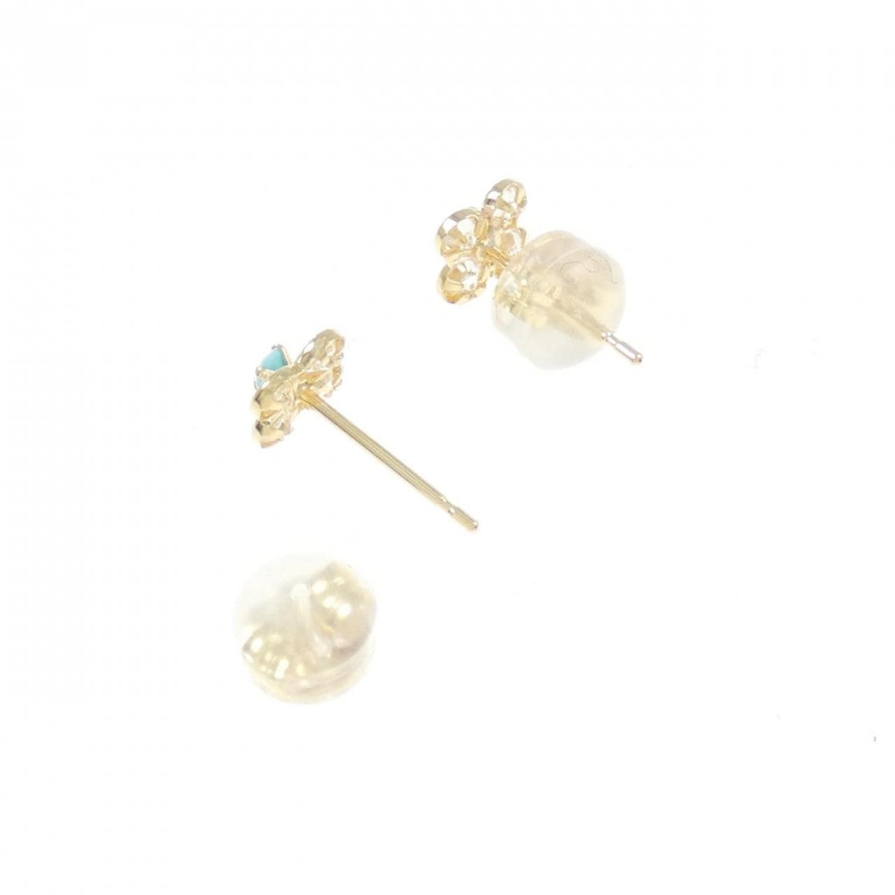 [BRAND NEW] K18YG Flower Turquoise Earrings