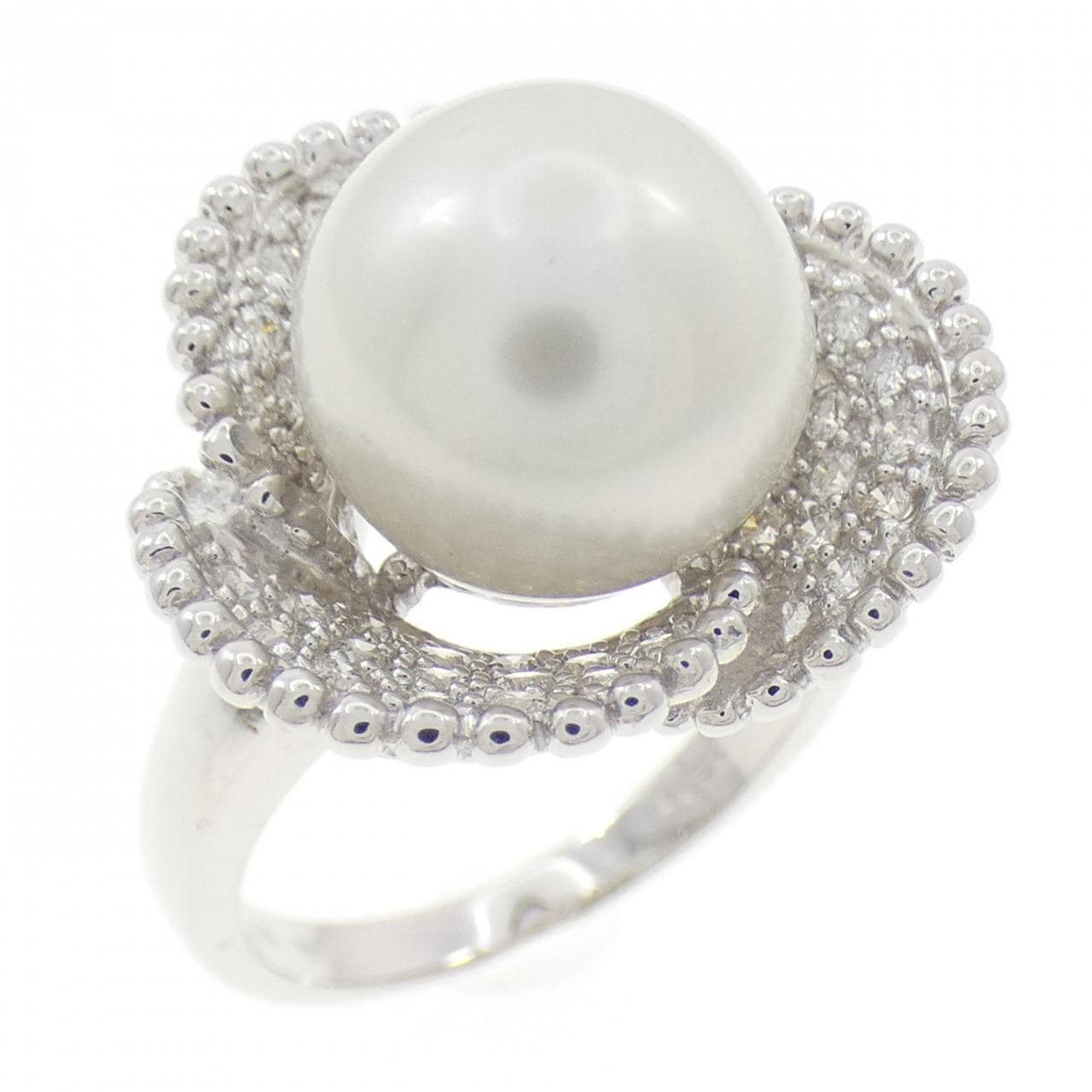 K18WG 白蝶パール リング 11.4mm