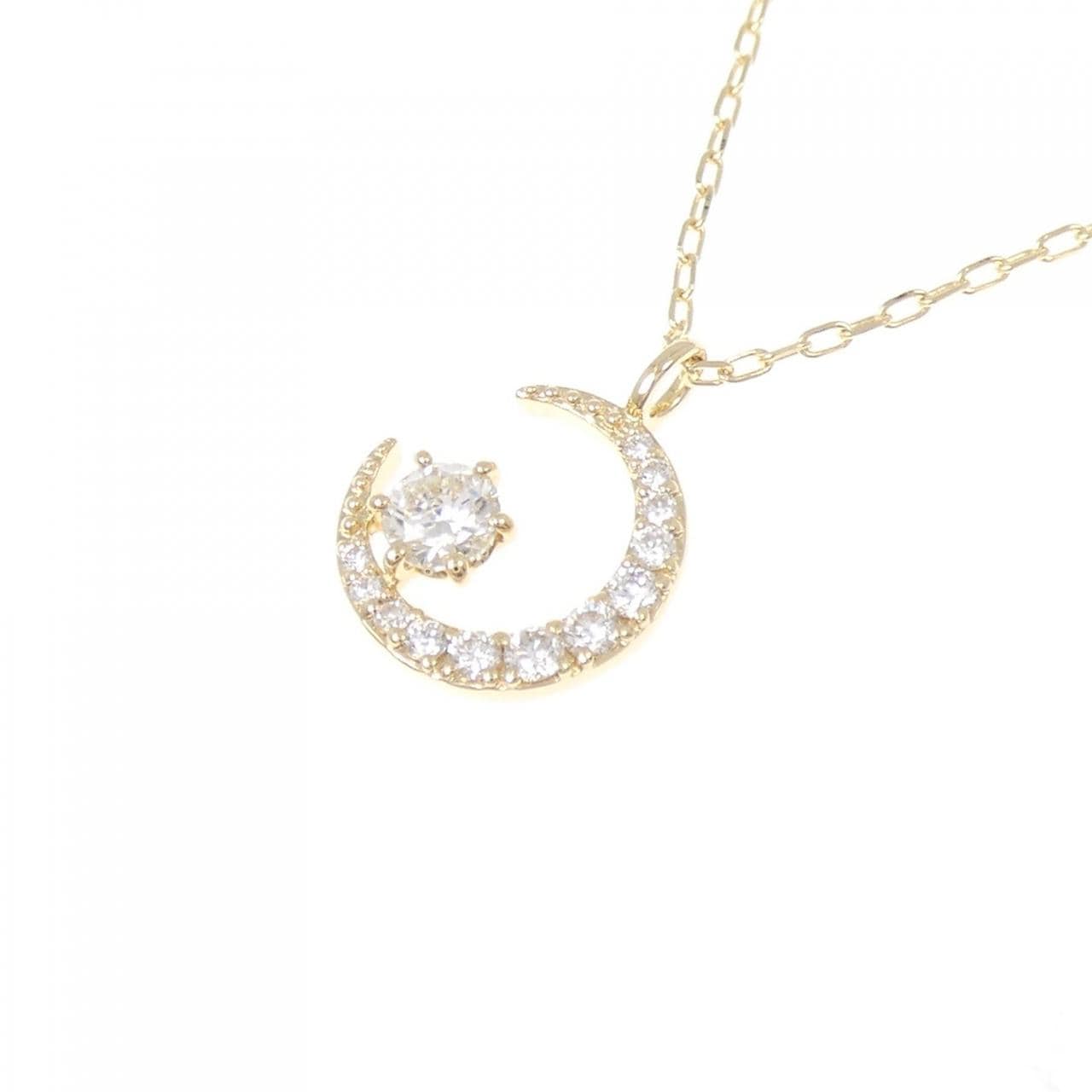 K18YG ムーン ダイヤモンド ネックレス 0.187CT