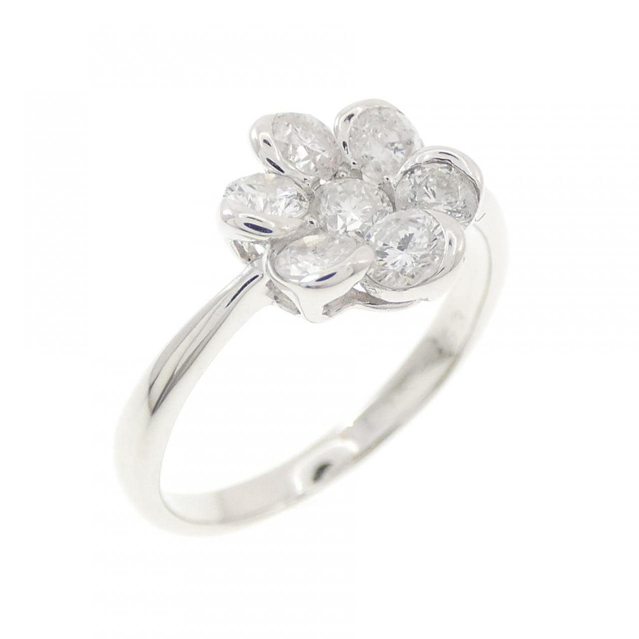 K18WG フラワー ダイヤモンド リング 0.53CT