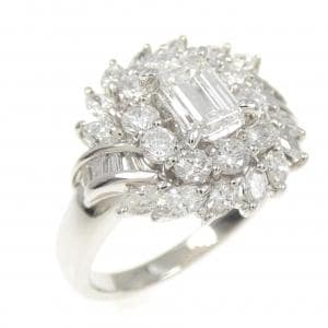 PT900 ダイヤモンド リング 0.534CT F VS1 エメラルドカット