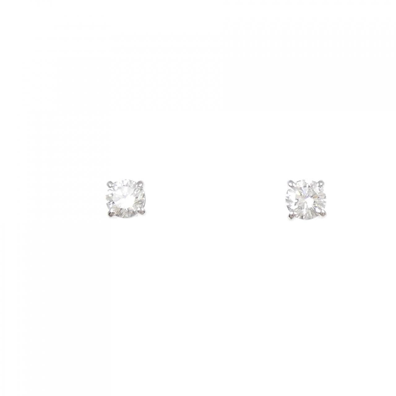 PT900 ソリティア ダイヤモンド ピアス 0.685CT