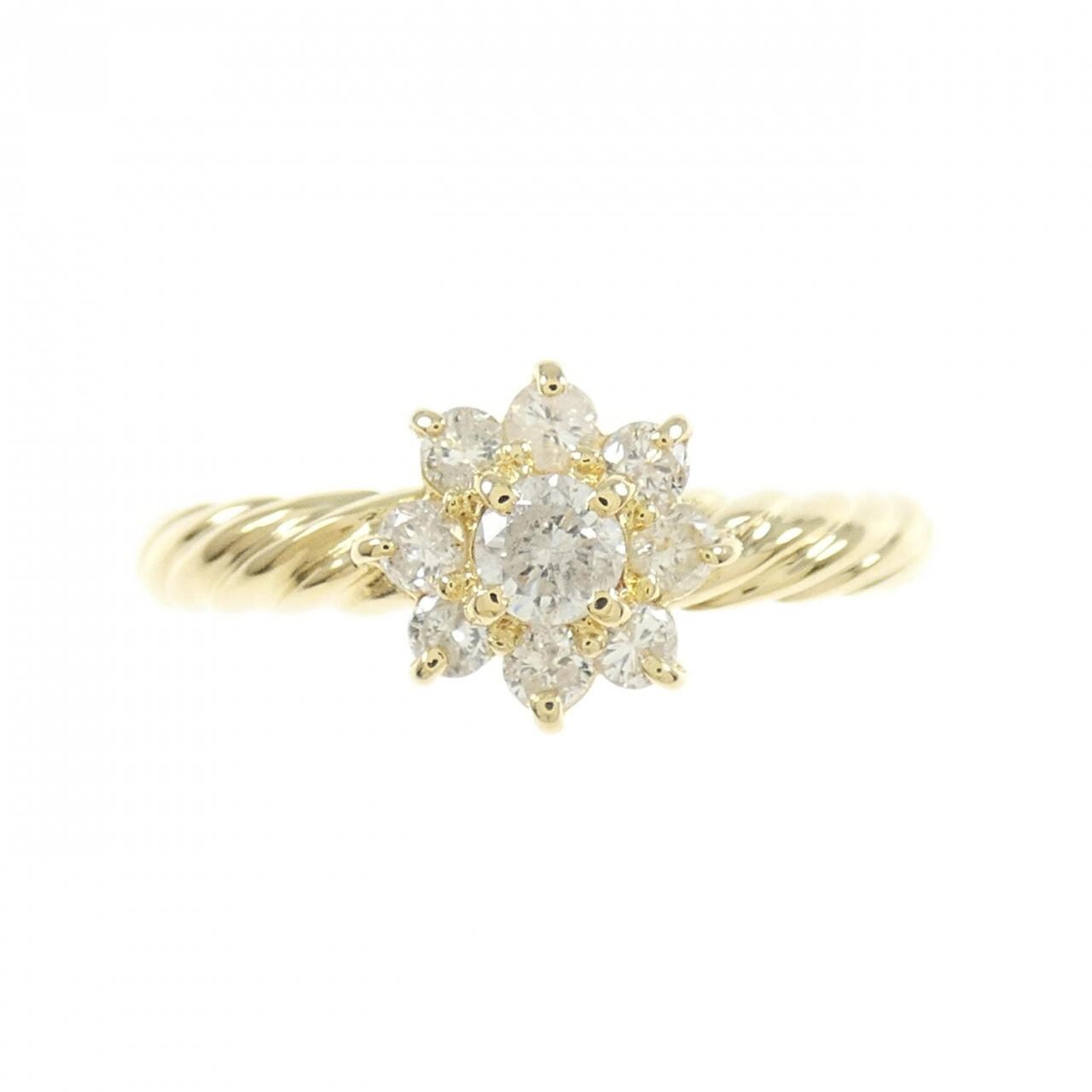 K18YG フラワー ダイヤモンド リング 0.32CT