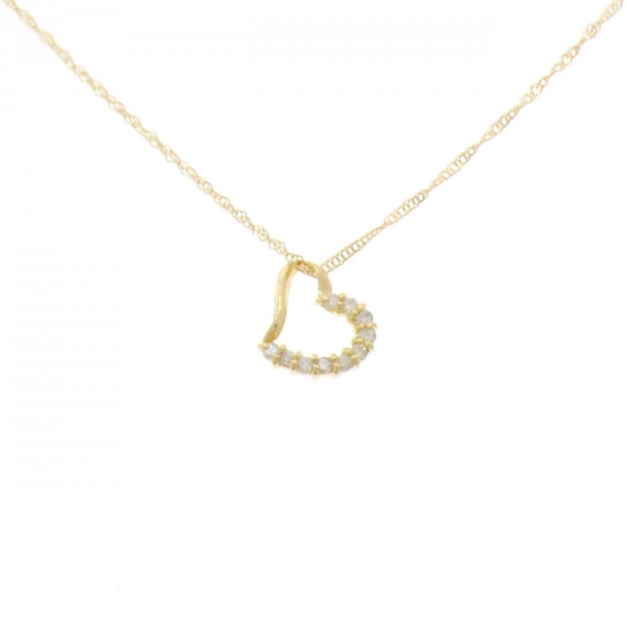 K18YG ハート ダイヤモンド ネックレス 0.1CT