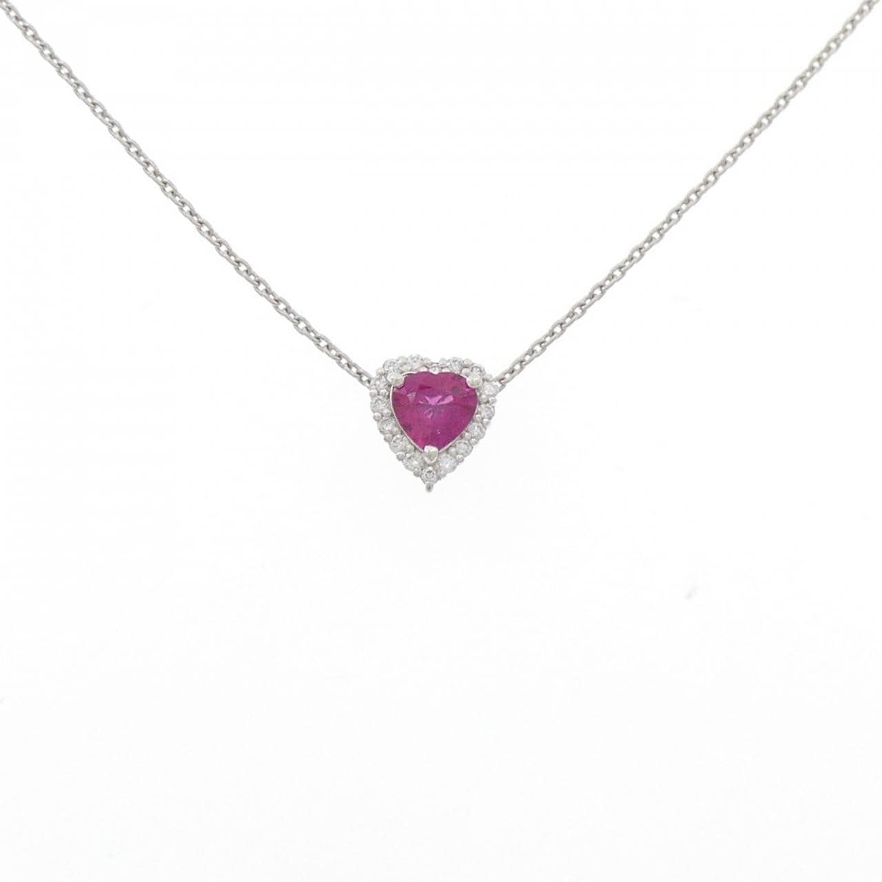PT900/PT850 ハート ルビー ネックレス 0.444CT
