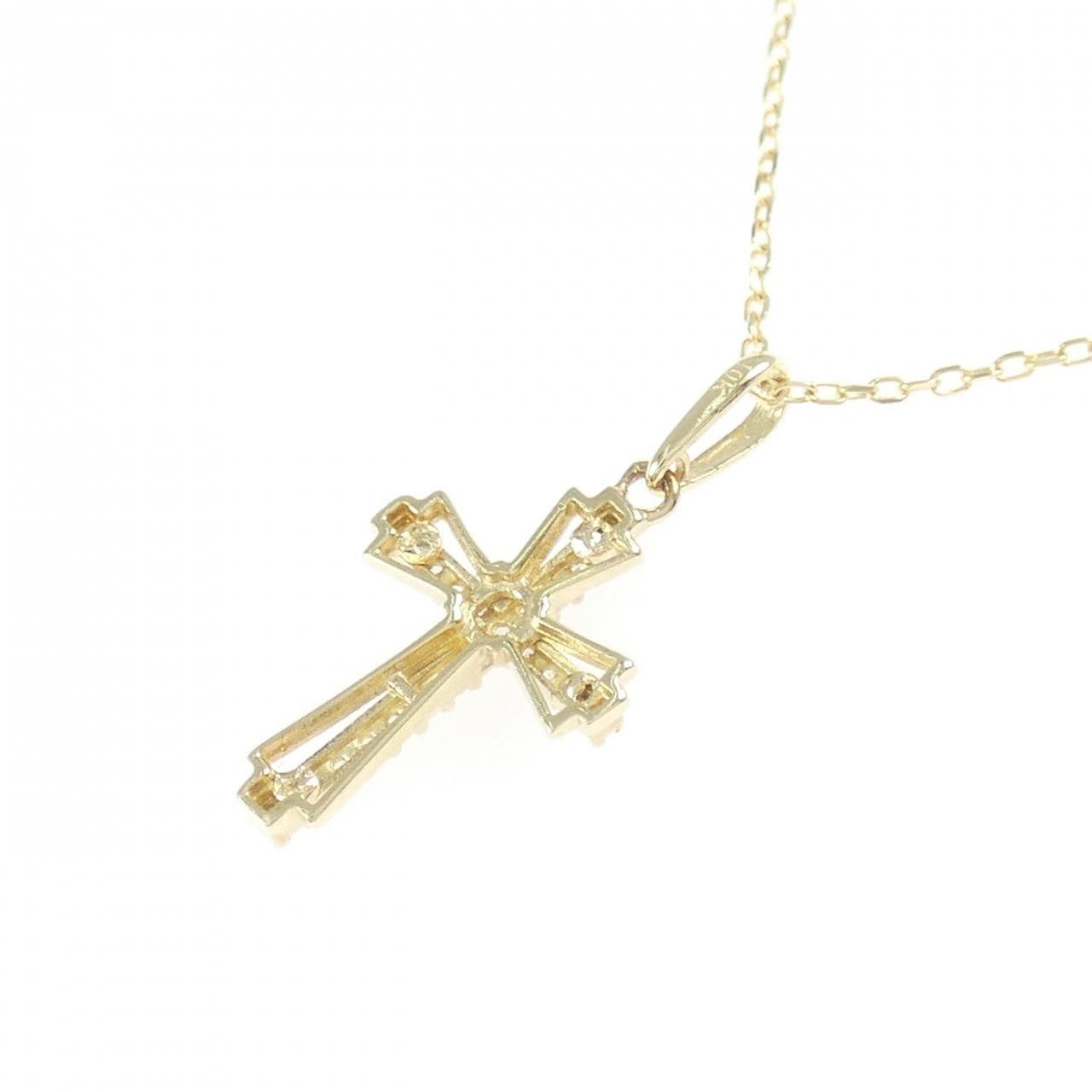 10KYG/K10YG クロス キュービック ネックレス
