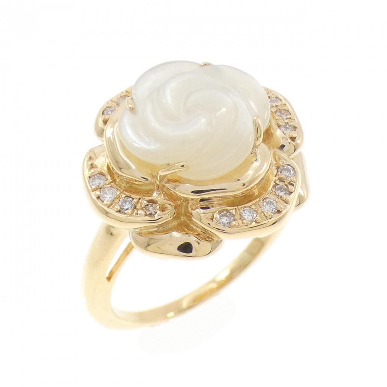 K18YG ローズ マザーオブパール リング