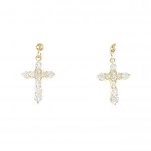 K18YG クロス ダイヤモンド ピアス 0.50CT