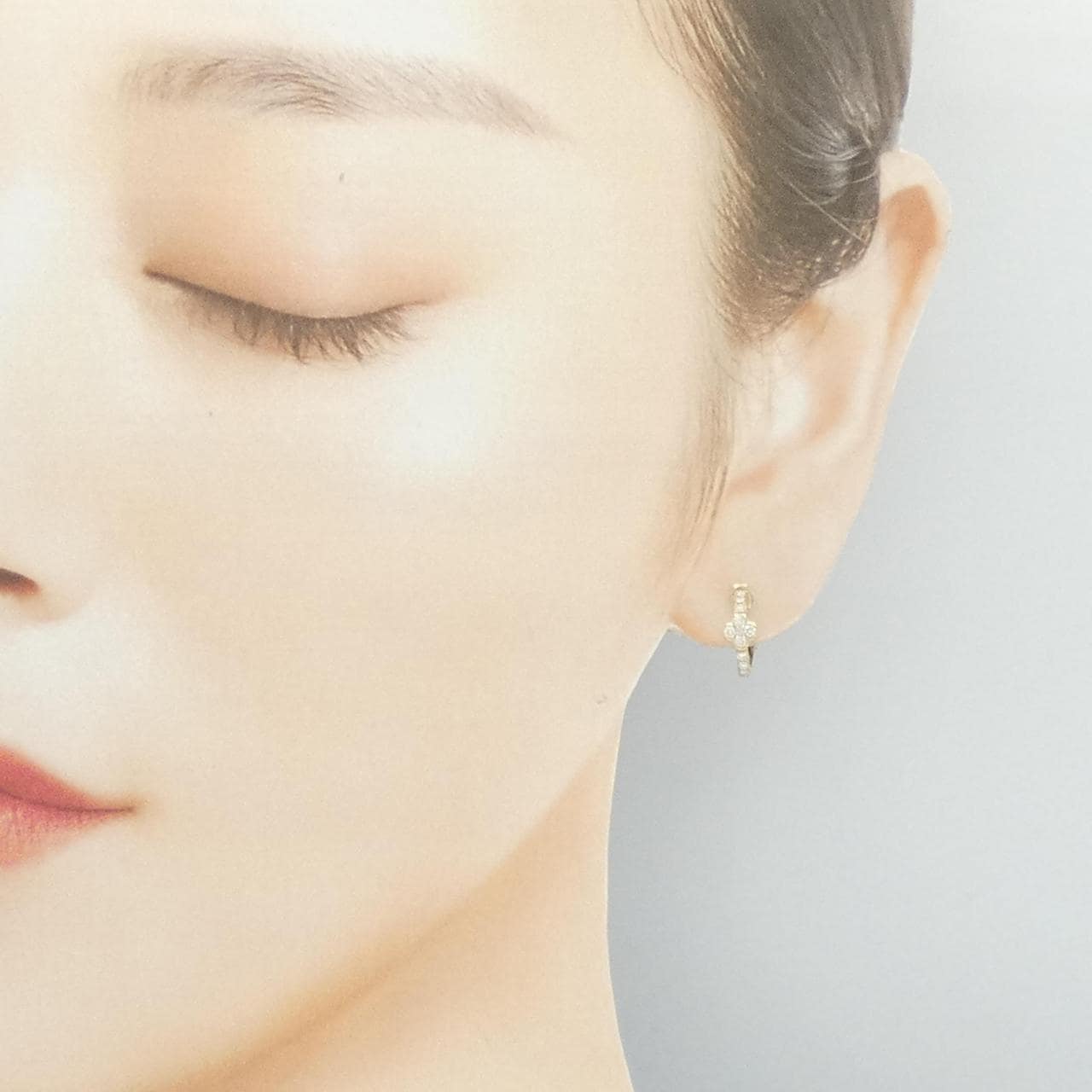 14KYG フラワー ダイヤモンド イヤリング 片耳