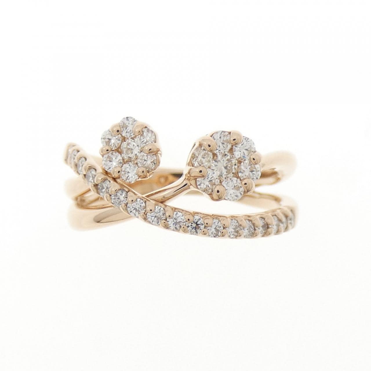 K18PG フラワー ダイヤモンド リング 0.40CT