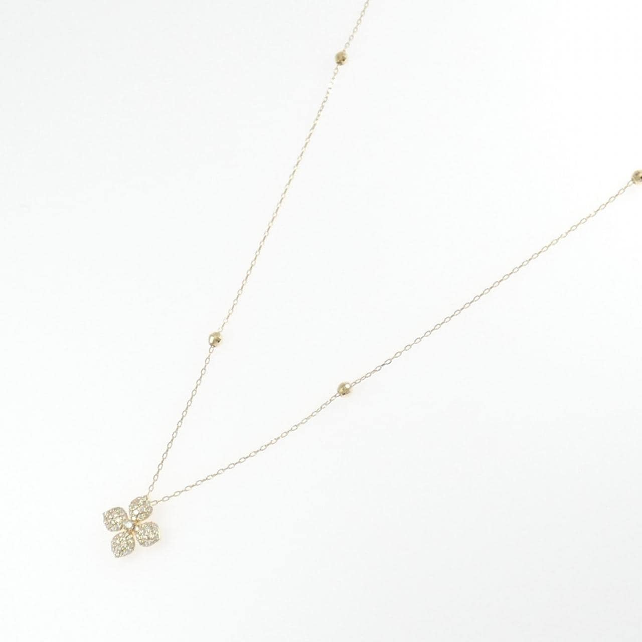 K18YG フラワー ダイヤモンド ネックレス 0.26CT