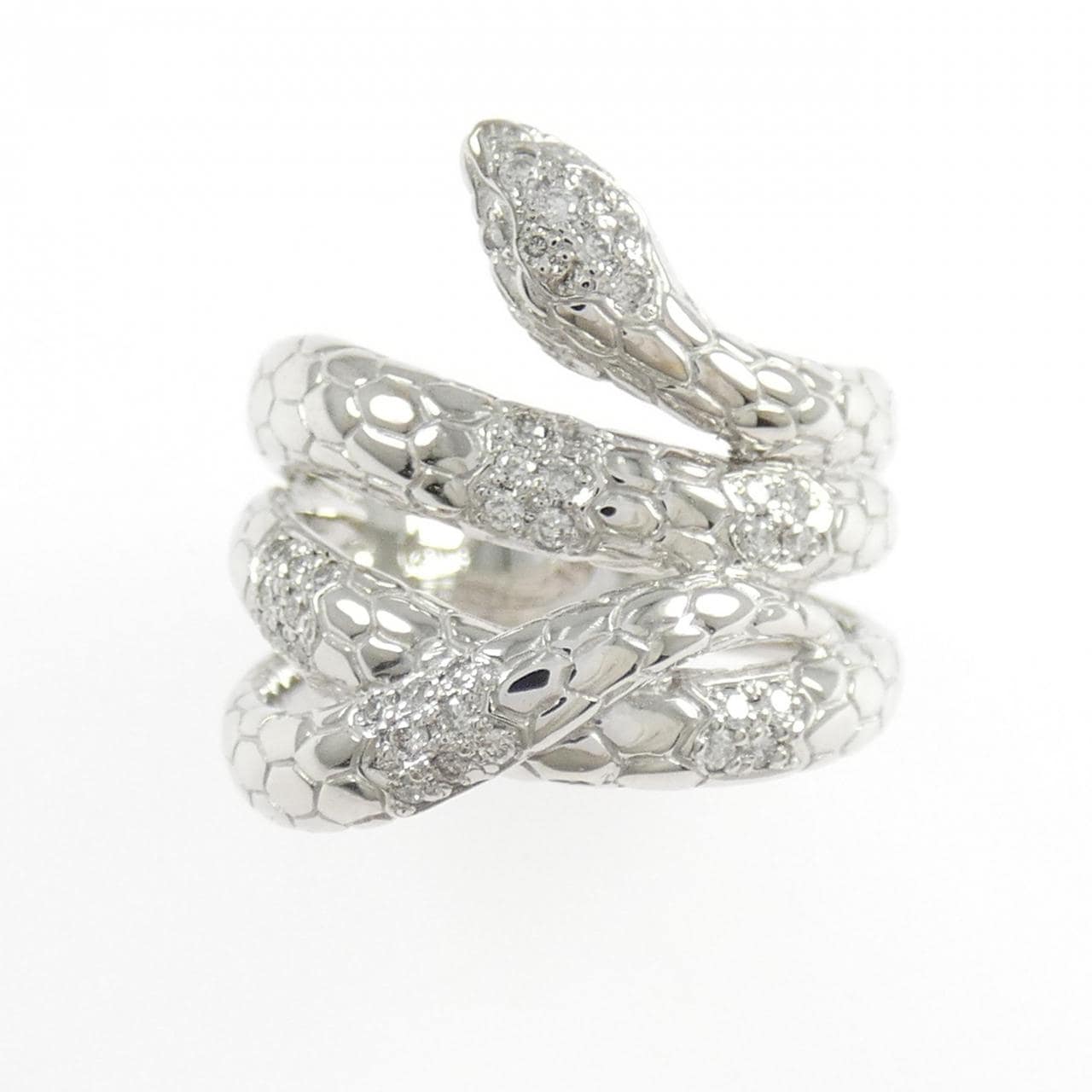 K18WG スネーク ダイヤモンド リング 0.21CT