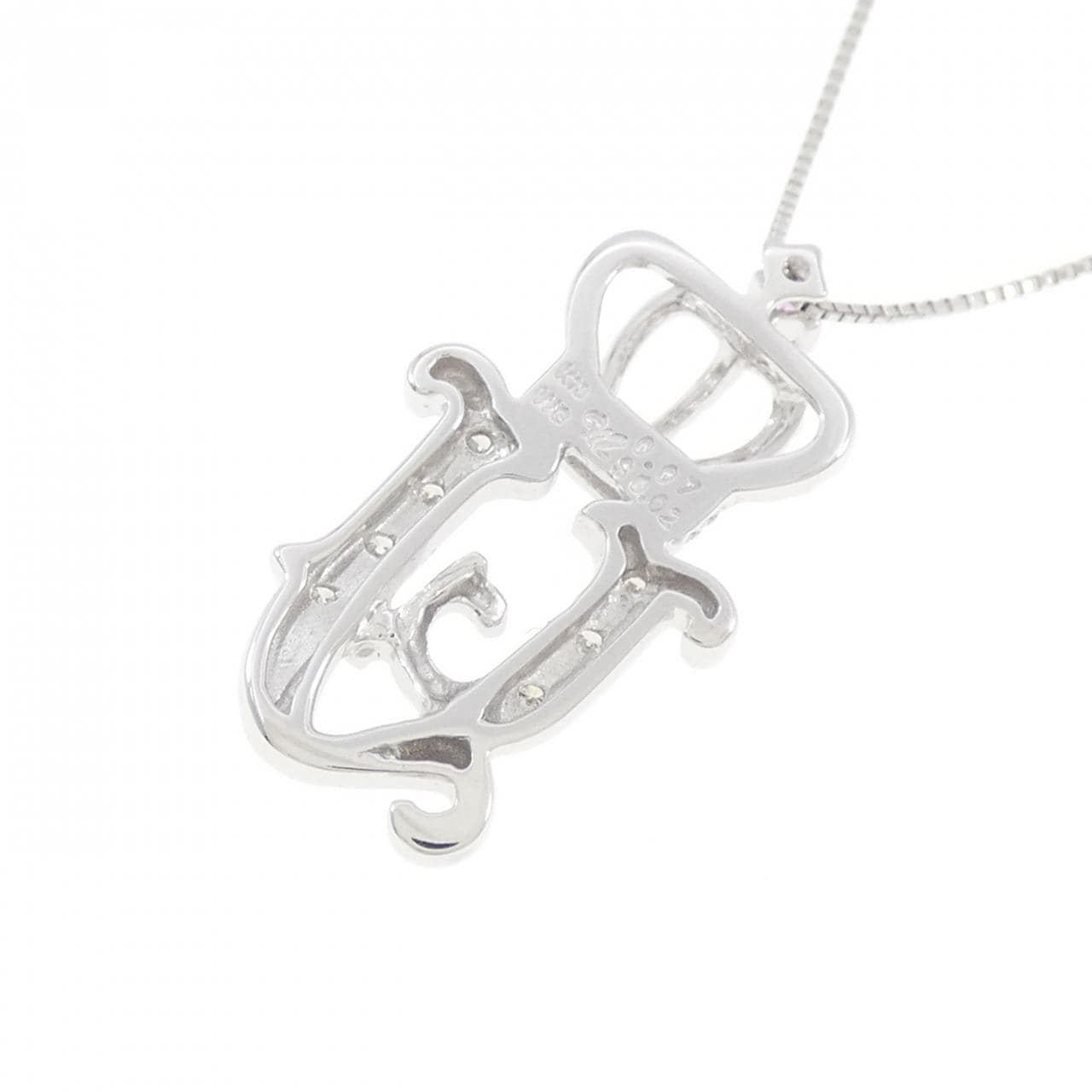 K18WG イニシャルY×クラウン サファイヤ ネックレス 0.02CT