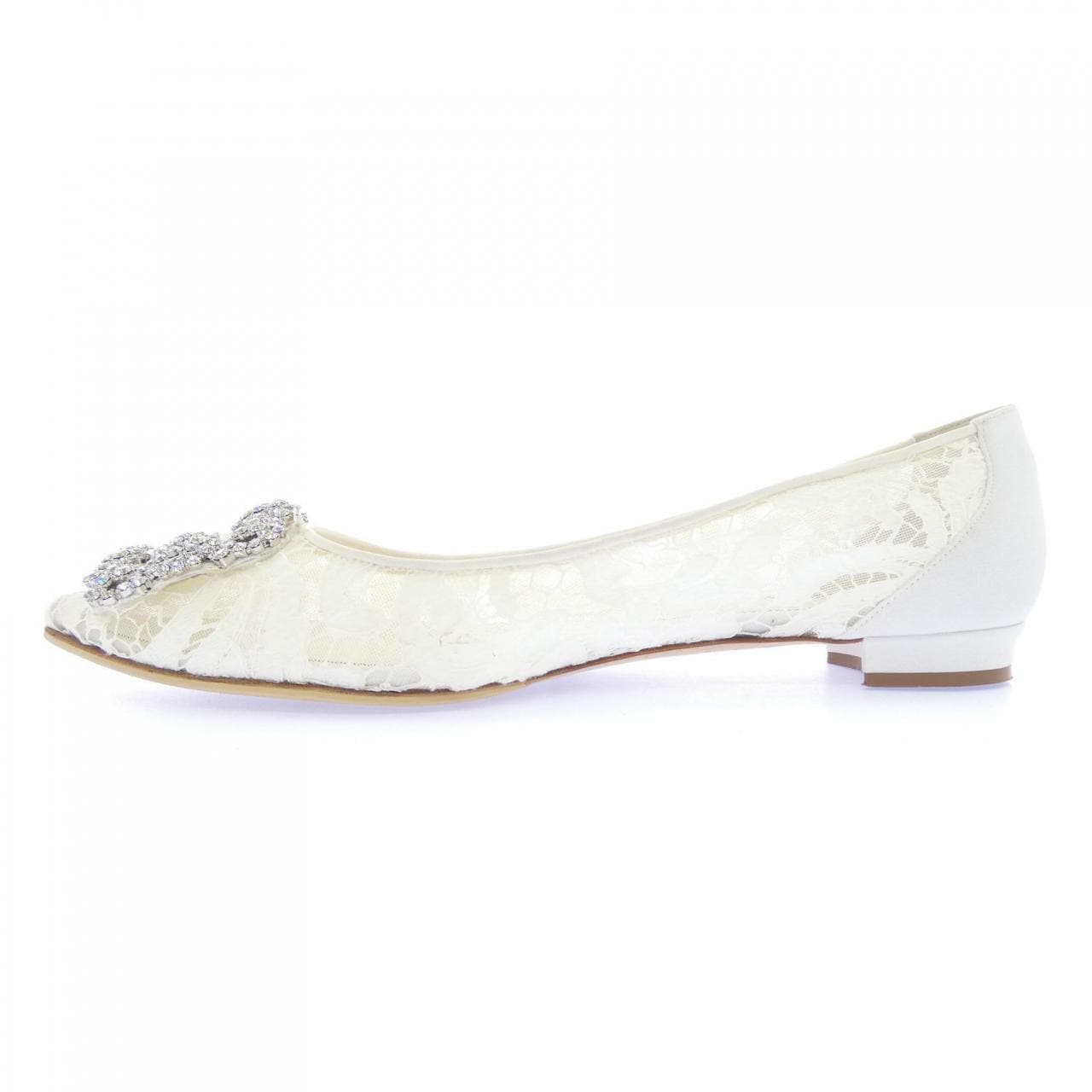 マノロブラニク MANOLO BLAHNIK HANGISIFLAT レース フラットシューズ