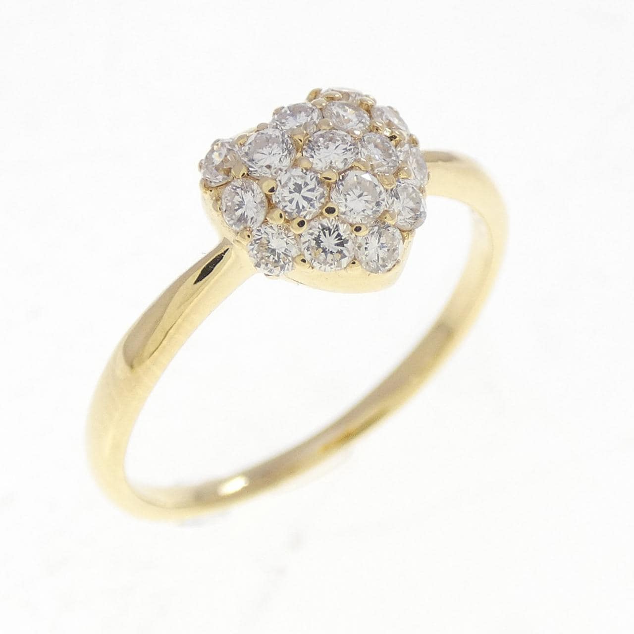 K18YG ハート パヴェ ダイヤモンド リング 0.27CT