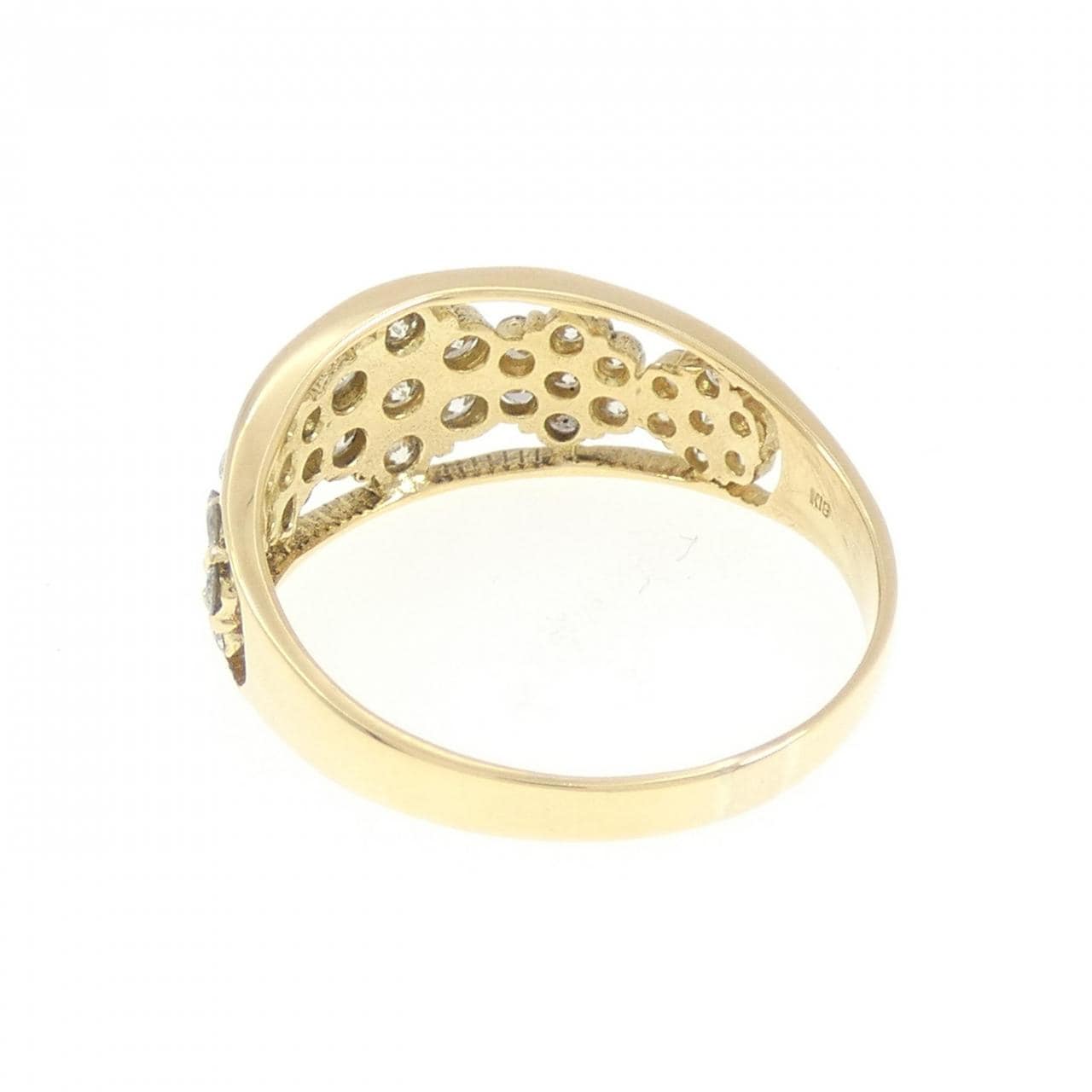 K18YG フラワー ダイヤモンド リング 0.70CT