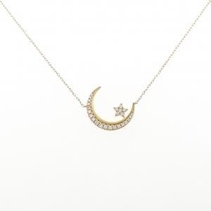 K18YG ムーン×スター ダイヤモンド ネックレス 0.191CT