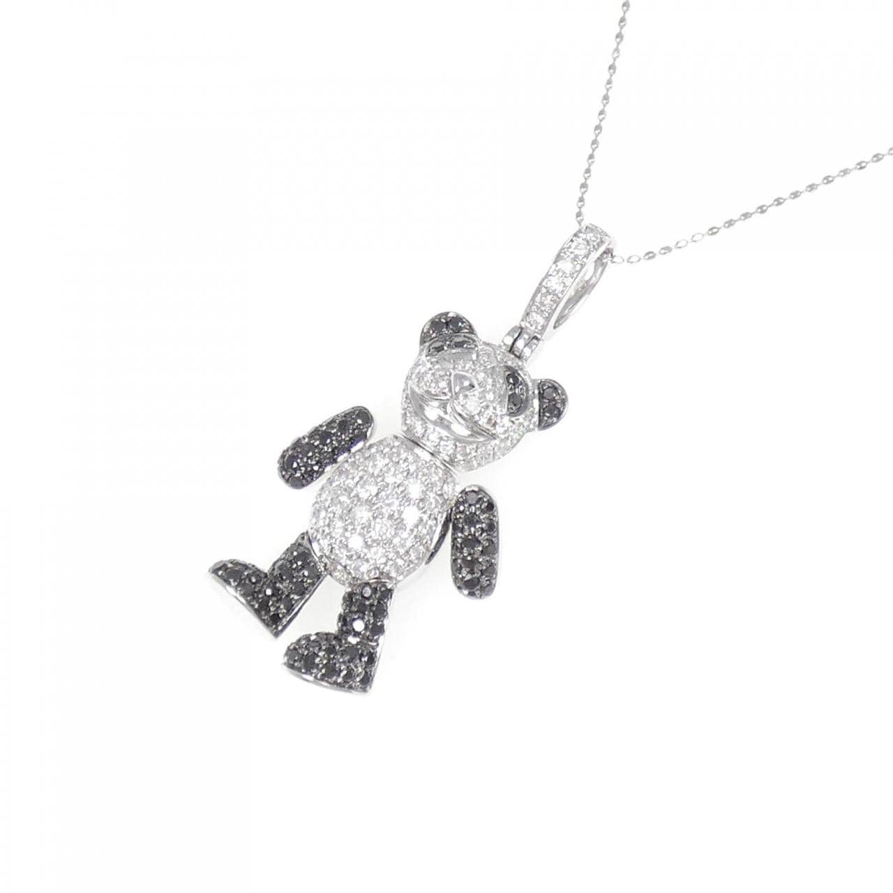K18WG/K18BG パンダ ダイヤモンド ネックレス 0.92CT