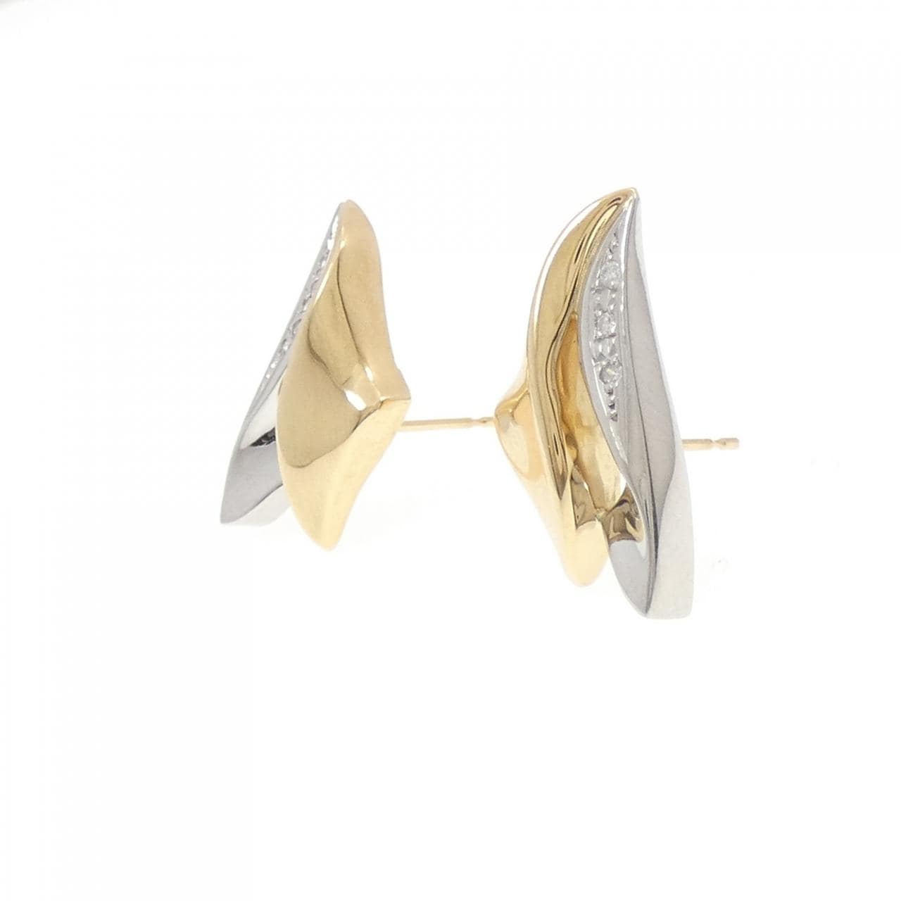 K18YG/PT ダイヤモンド ピアス 0.06CT