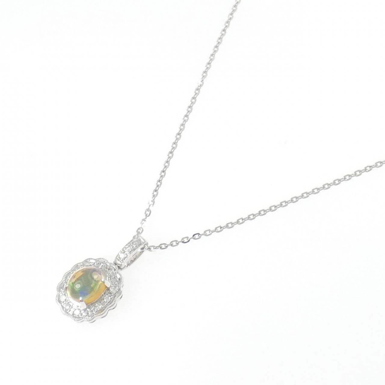 K18WG オパール ネックレス 0.91CT