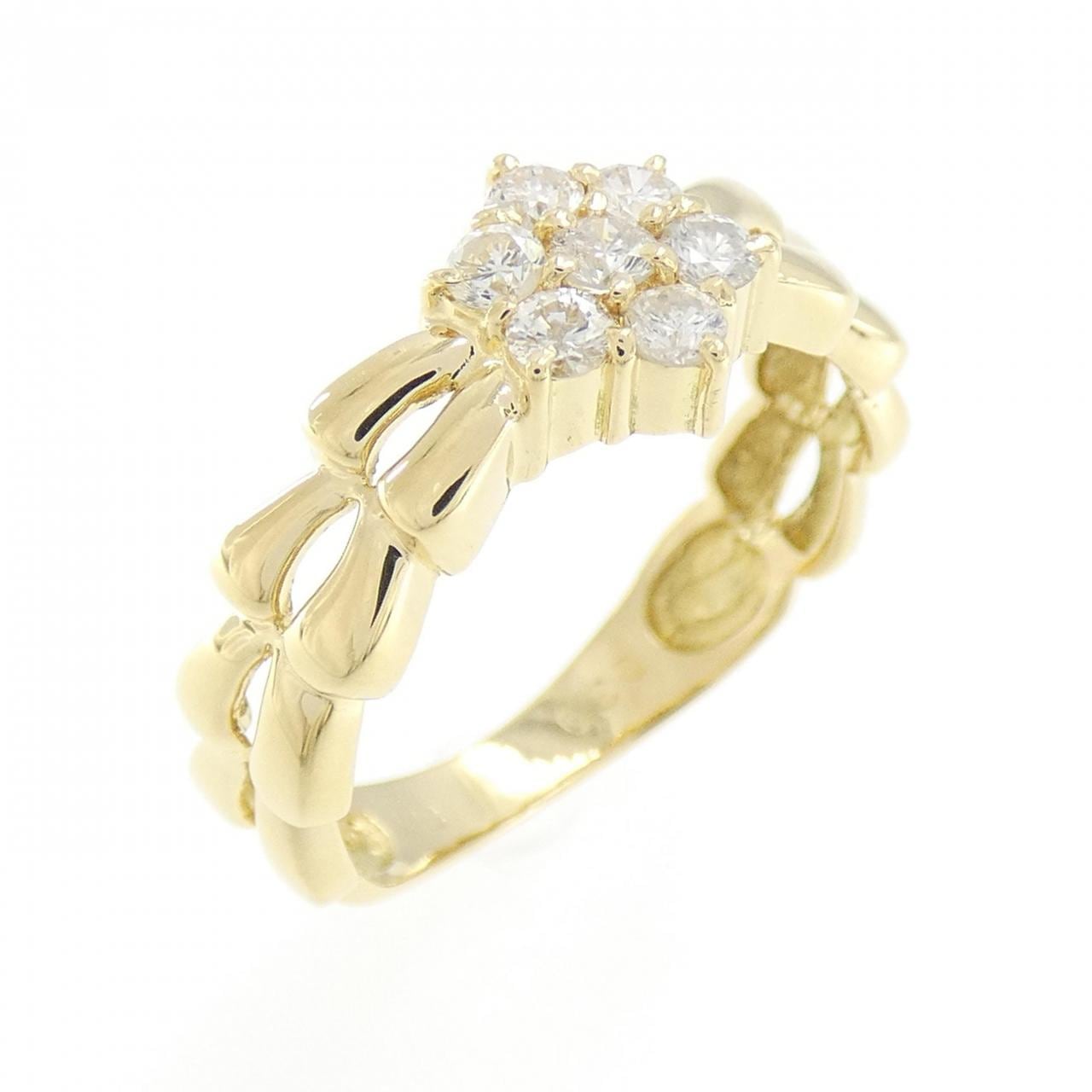 K18YG フラワー ダイヤモンド リング 0.30CT