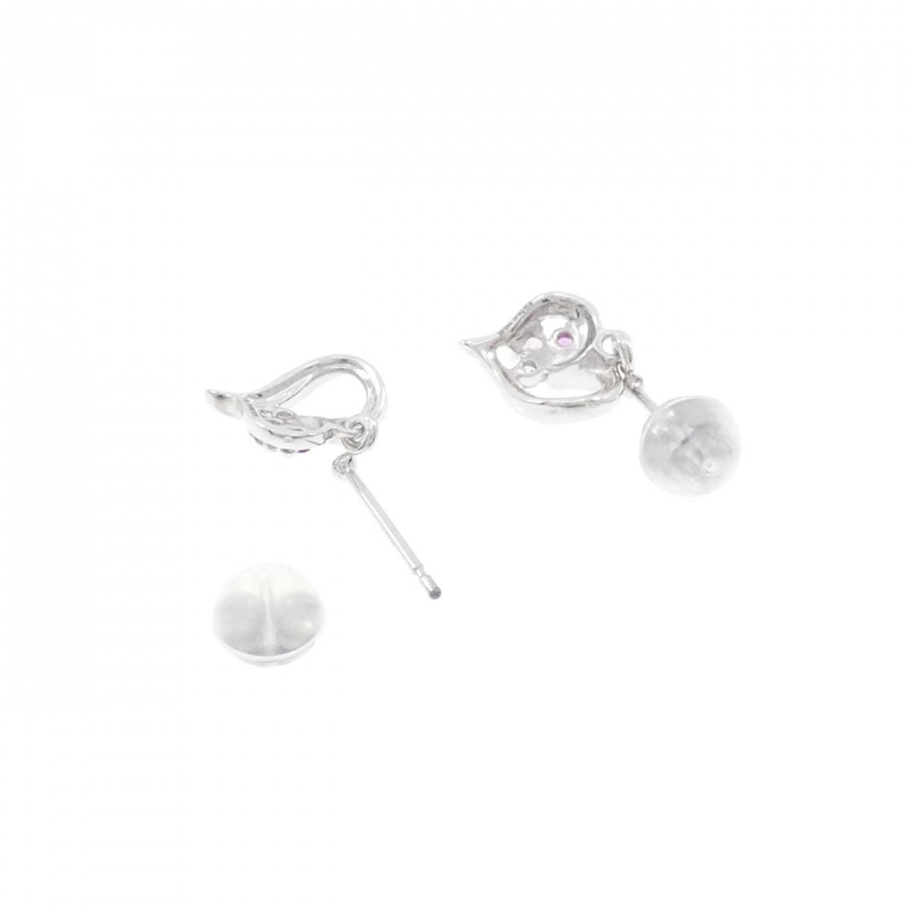 K10WG Heart Sapphire Earrings 0.08CT