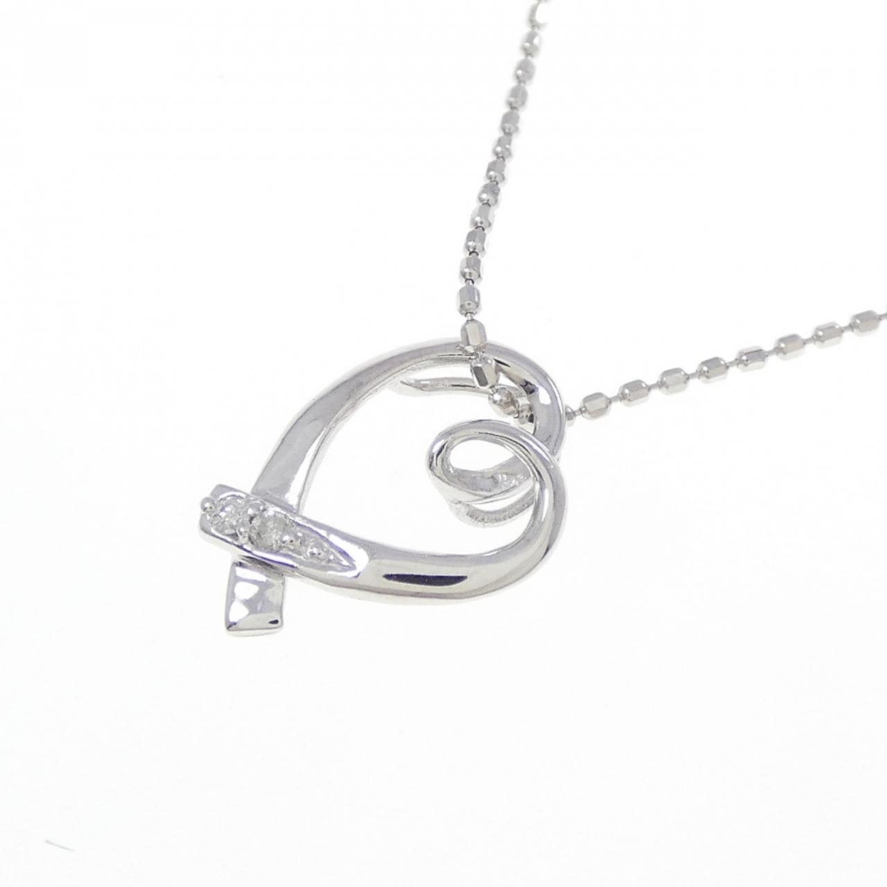 K10WG ハート ダイヤモンド ネックレス 0.02CT