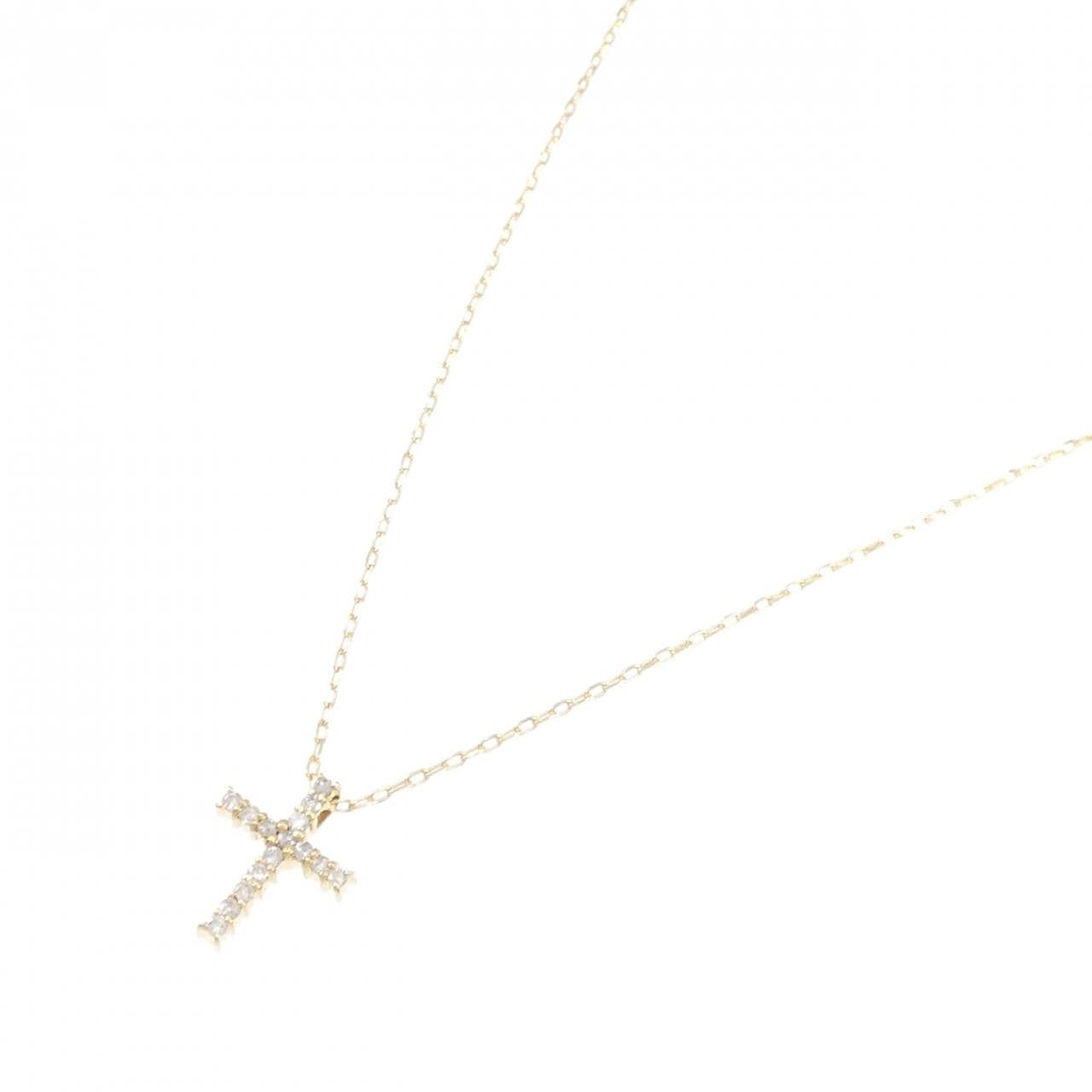 K18YG クロス ダイヤモンド ネックレス 0.15CT