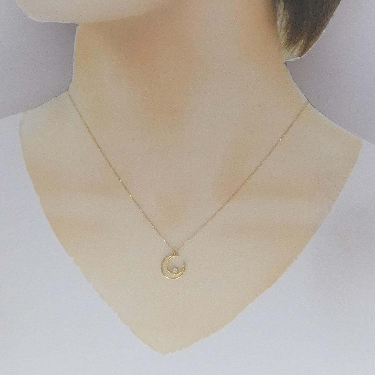 K18YG ムーン ダイヤモンド ネックレス 0.03CT