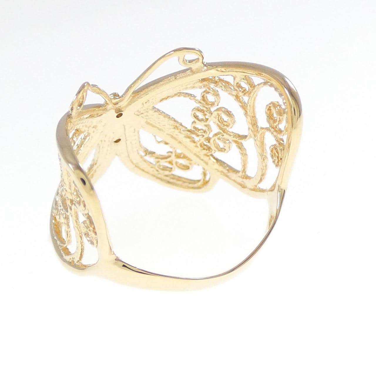 K18YG バタフライ ダイヤモンド リング 0.02CT