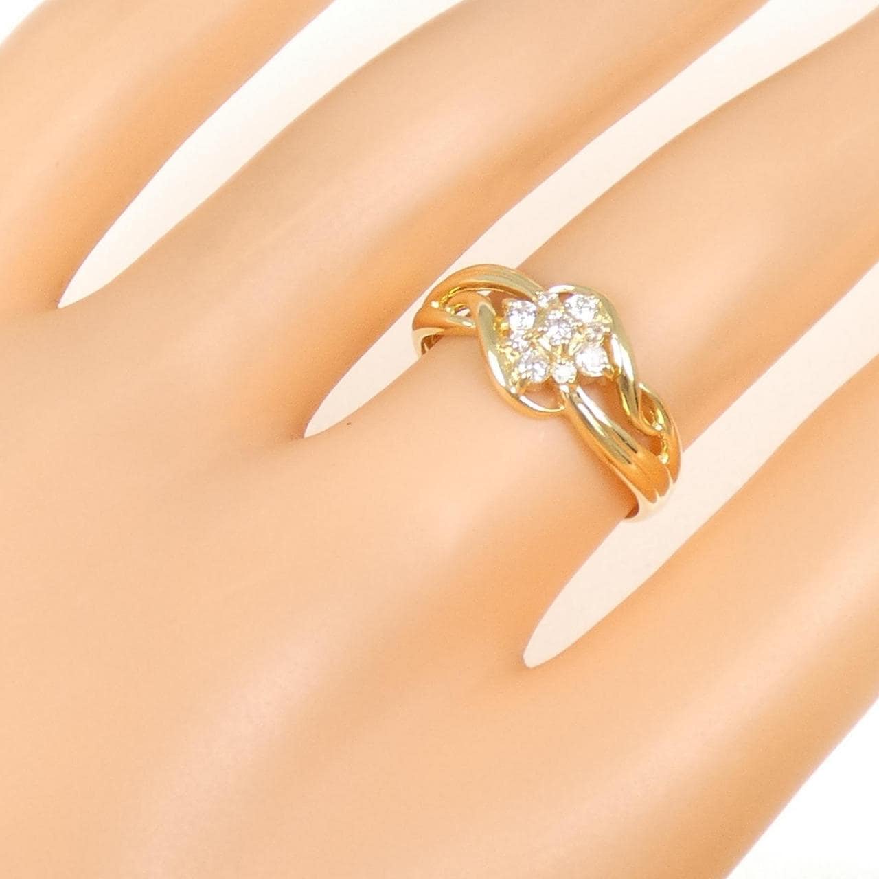 K18YG フラワー ダイヤモンド リング 0.20CT