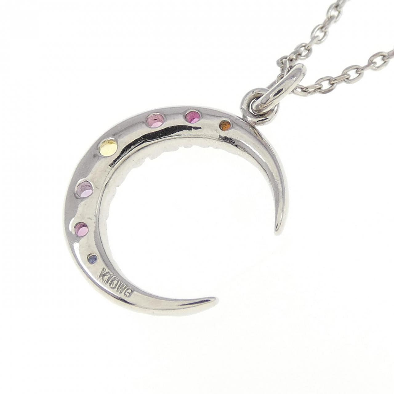 K10WG Moon Color Stone Necklace