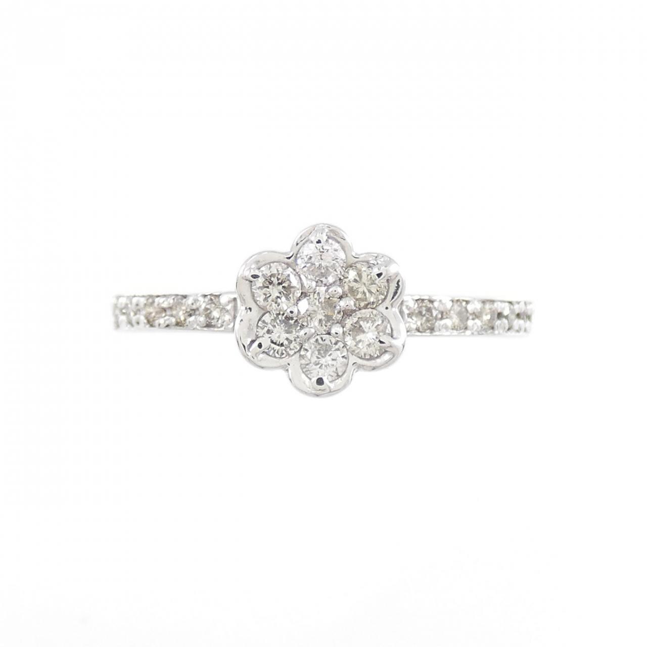 K18WG フラワー ダイヤモンド リング 0.58CT