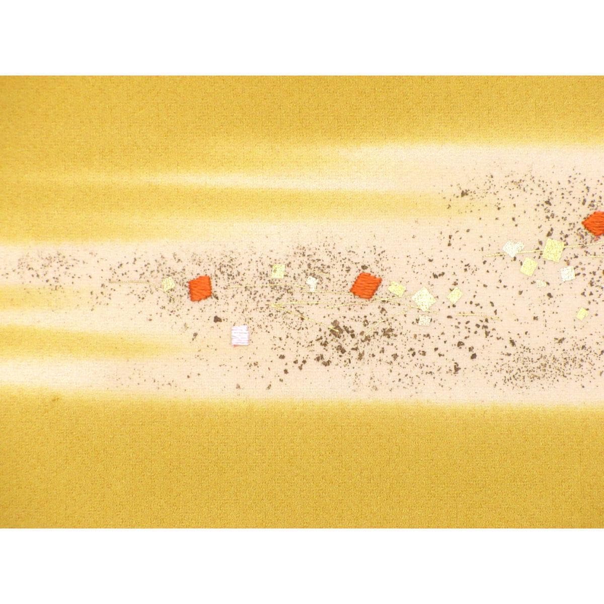 名古屋帯　染帯　金彩加工刺繍入り　開き名古屋