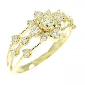 K18YG フラワー ダイヤモンド リング 0.30CT
