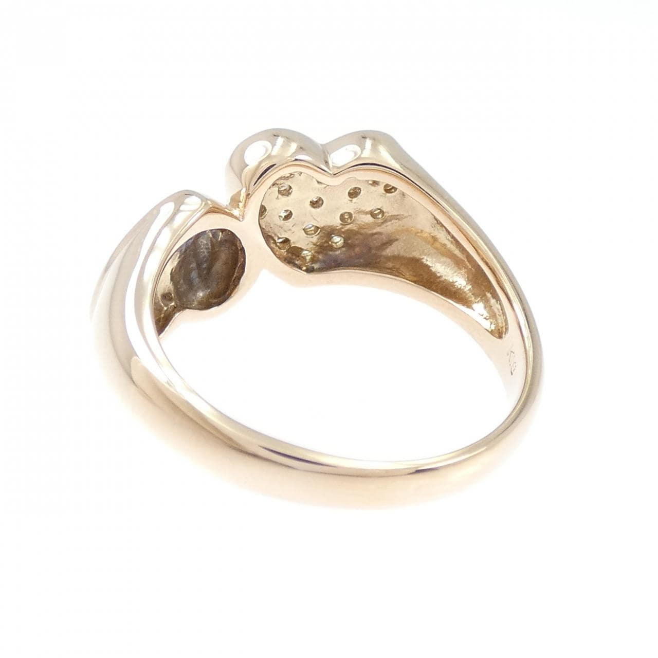 K18PG ハート パヴェ ダイヤモンド リング 0.25CT