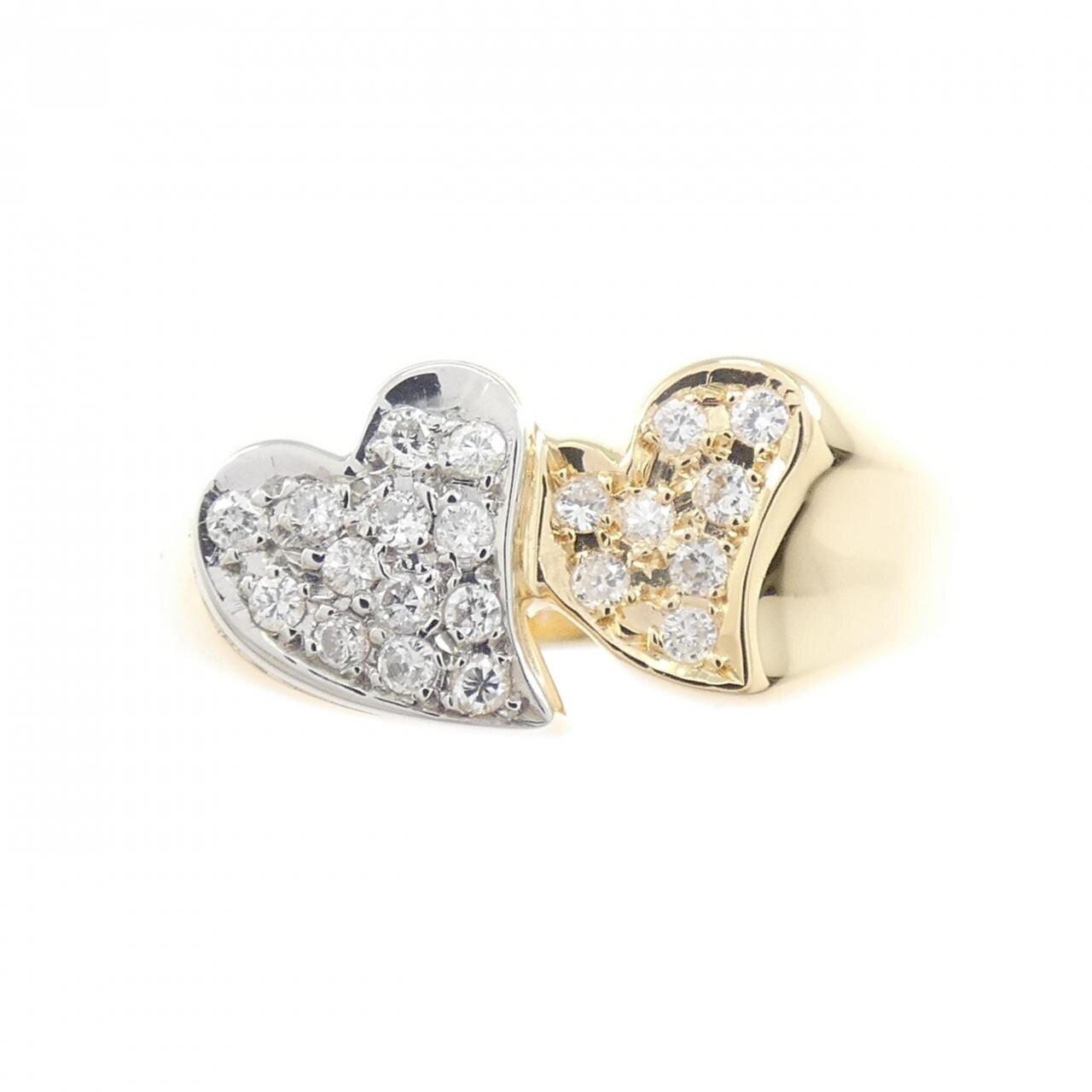K18YG/PT900 ハート ダイヤモンド リング