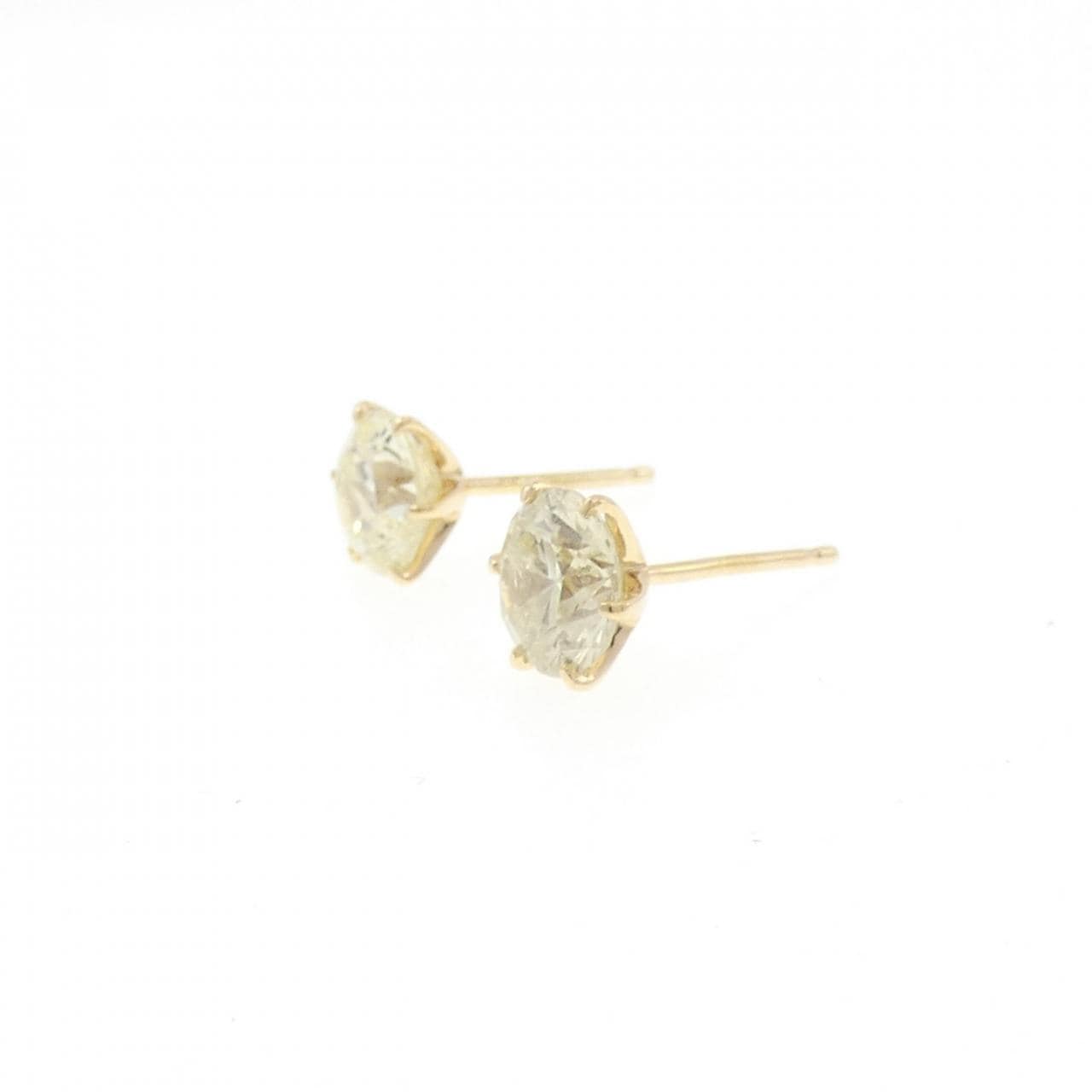 K18YG ソリティア ダイヤモンド ピアス 2.268CT