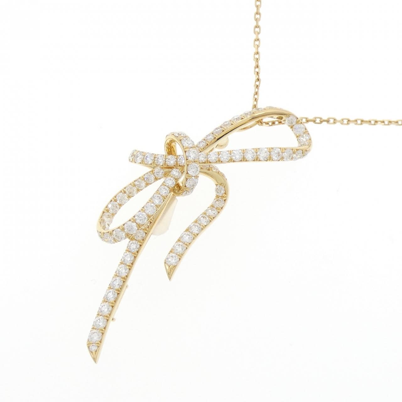 K18YG リボン ダイヤモンド ネックレス 2.28CT