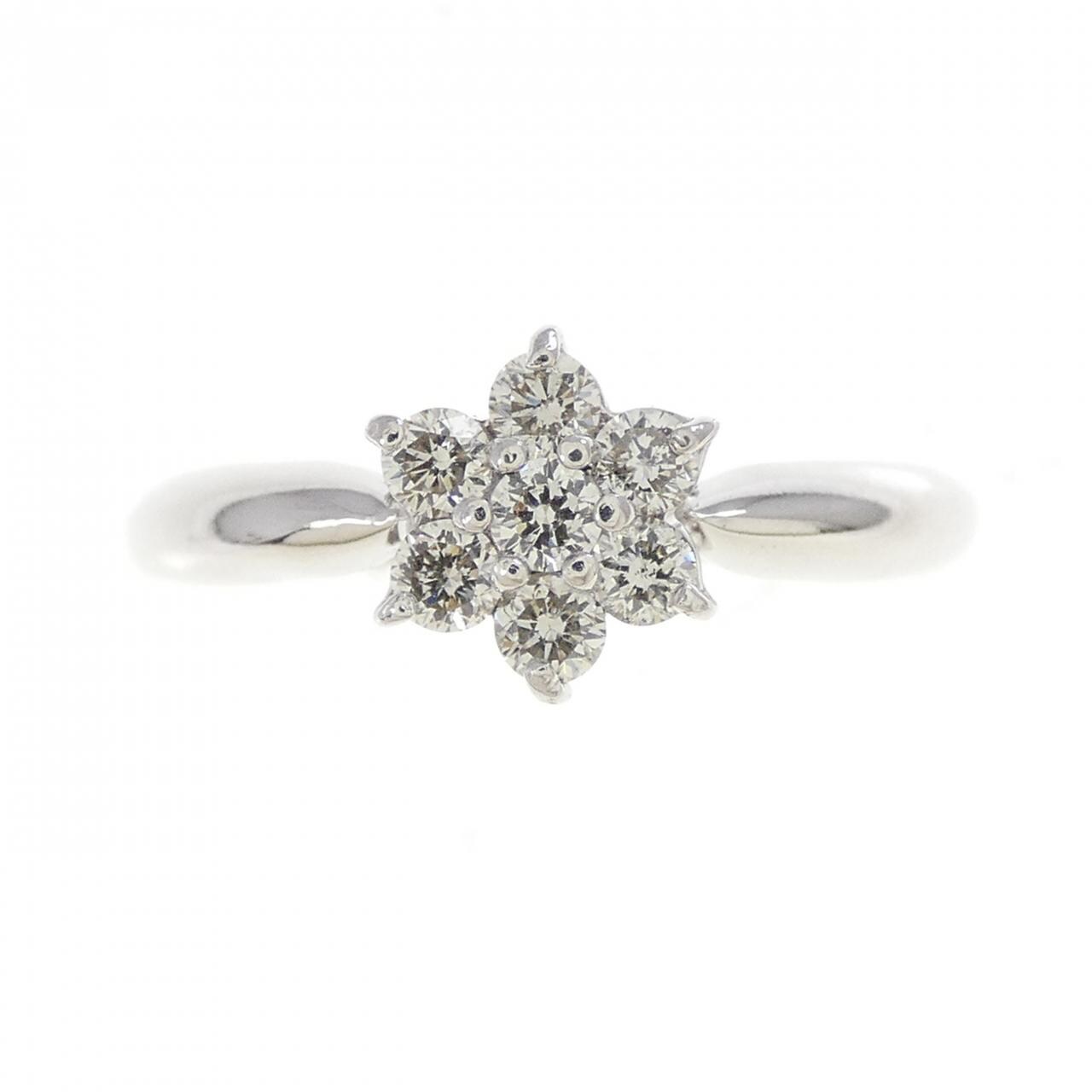 K18WG フラワー ダイヤモンド リング 0.23CT