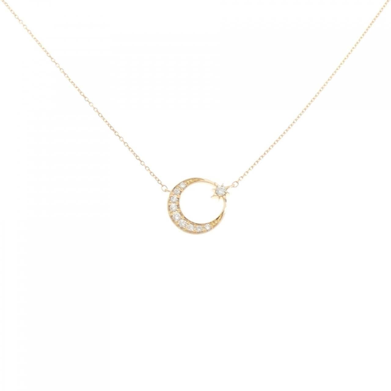 K18YG ムーン ダイヤモンド ネックレス 0.11CT