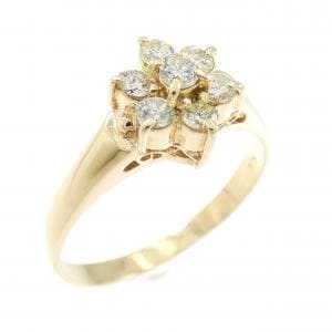 K18YG フラワー ダイヤモンド リング 0.30CT