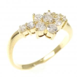 K18YG flower Diamond ring 0.50CT