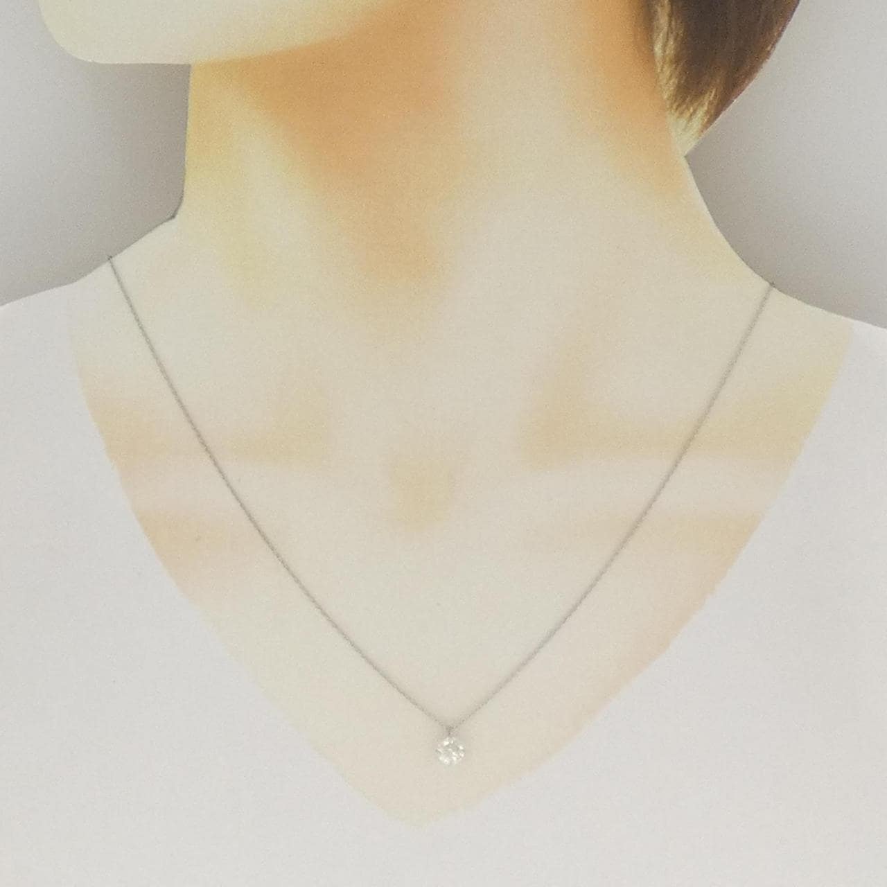 PT999/PT850 ソリティア ダイヤモンド ネックレス 0.7CT