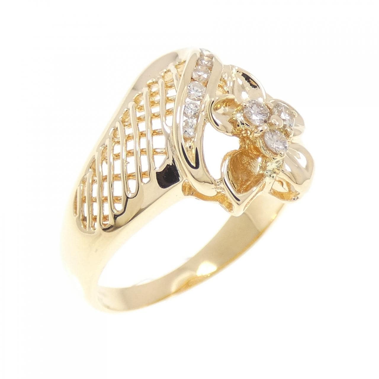 K18YG フラワー ダイヤモンド リング 0.16CT