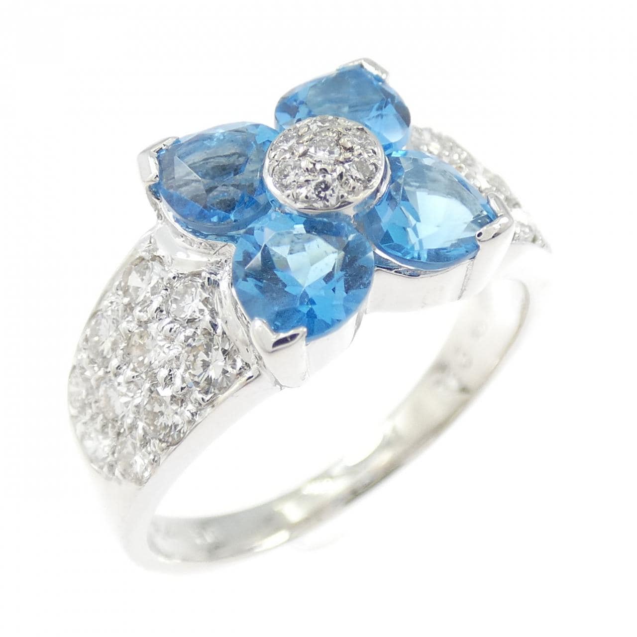 K18WG 花藍托帕石戒指 1.65克拉