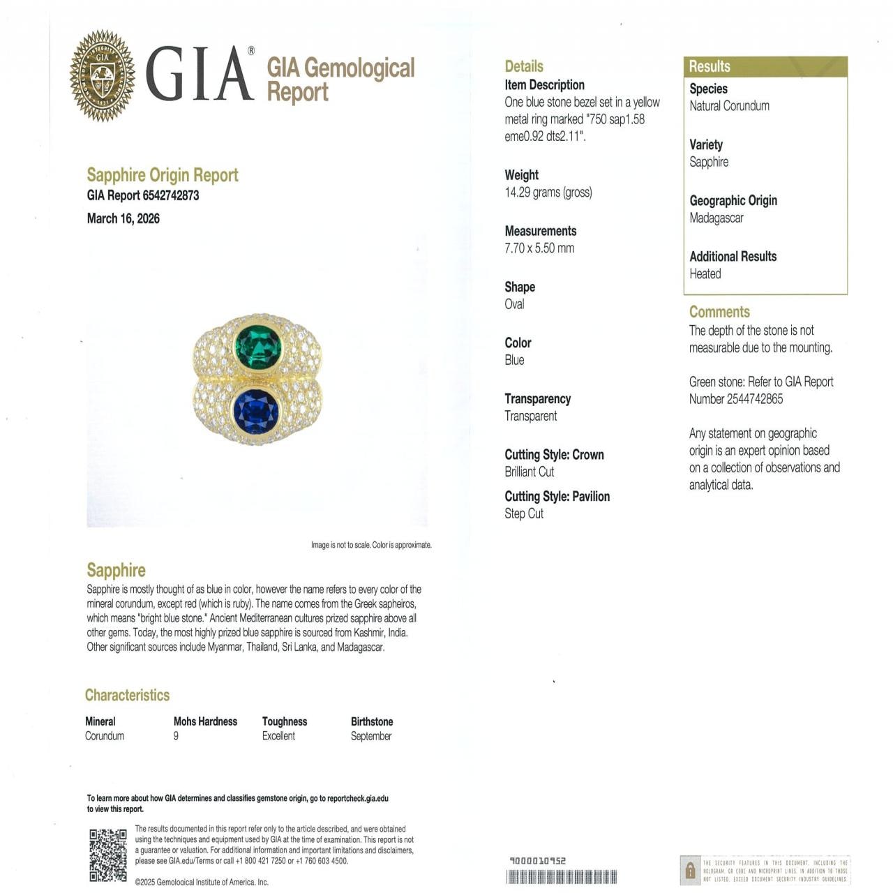 750YG カラーストーン リング マダガスカル産 ザンビア産