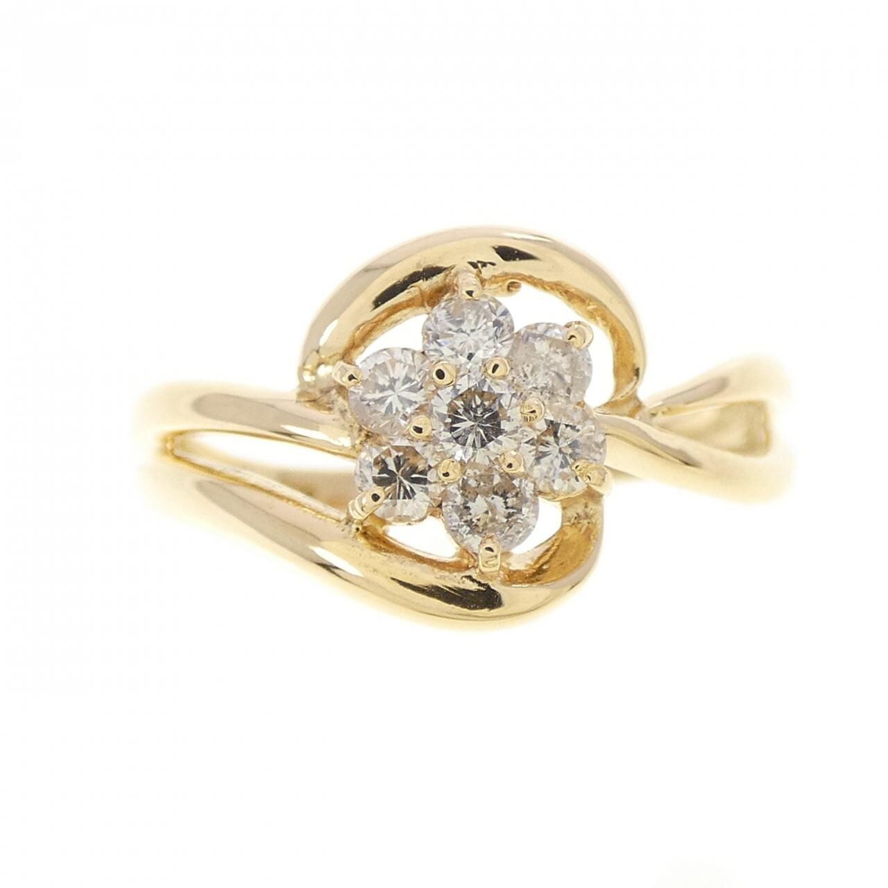 K18YG フラワー ダイヤモンド リング 0.30CT
